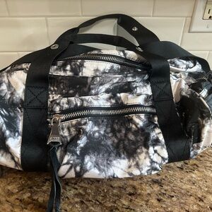 Aimee Kestenberg Nylon Medium Duffle Bag with Leather Trim ~ Vanilla TieDye